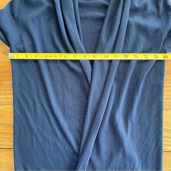Allude Open‎ Front Lightweight Cardigan 100% Wool Navy Blue Women’s XS - Picture 6 of 6